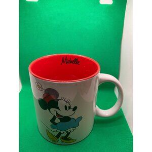 Disney Minnie Mouse Mug "Michelle" Personalized 3.75" Tall Red Interior & Handle